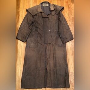 Driza Bone Riding Coat Waxed Cotton Oil Cloth Trench Duster Brown M 5 Western